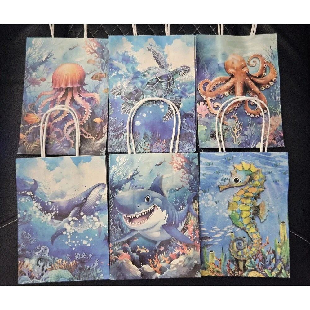 6 Pack Sea Animals Gift Bags Under the Sea Party Favor Bags Ocean Theme